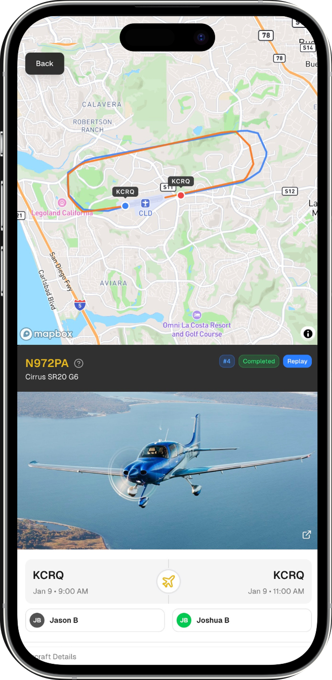 Sky Schedule flight details with ADSB mapping
